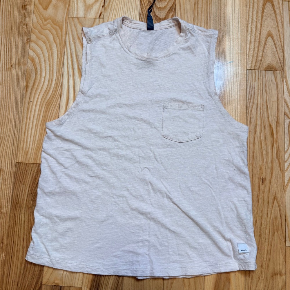 Vuori Women's Sunset Tank Top Sz XS Soft Pima Cotton Slub in Dune Workout Shirt